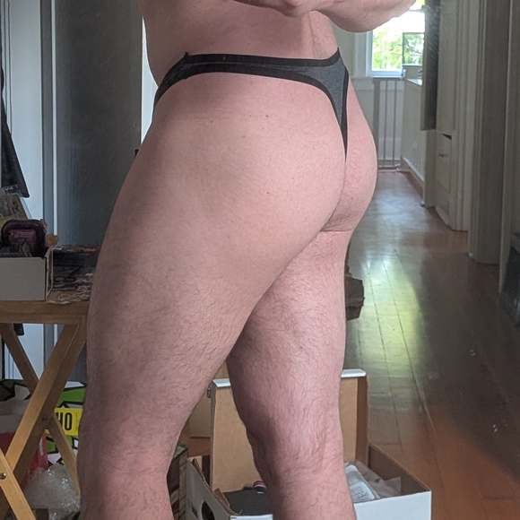 Men's Black and White Thong Underwear - Picture 5 of 5